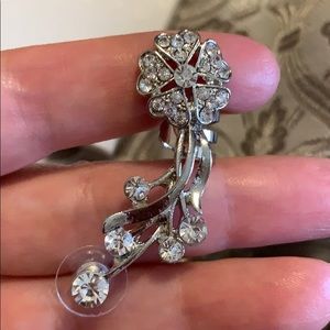 Earring/Earcuff - Silver Tone/Rhinestone